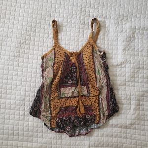 Multicolor Tribal Print Tank Top Blouse Earth Tones